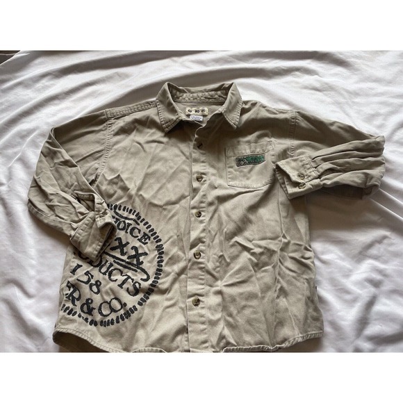 Vintage Gymboree Tan Collared Button Down Pocket Shirt Kids XL 8 - 10 - Picture 5 of 9